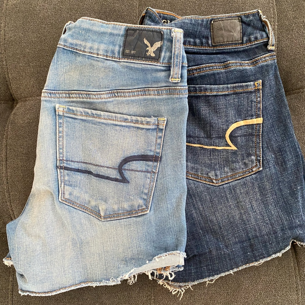 American Eagle Outfitters Light and Dark Blue Jean Shorts